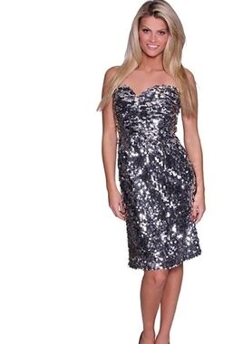 Beautifly Silver Sequin Sweetheart Dress